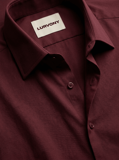 Stretch Shirt – Fitted, Never Ironed • Burgundy