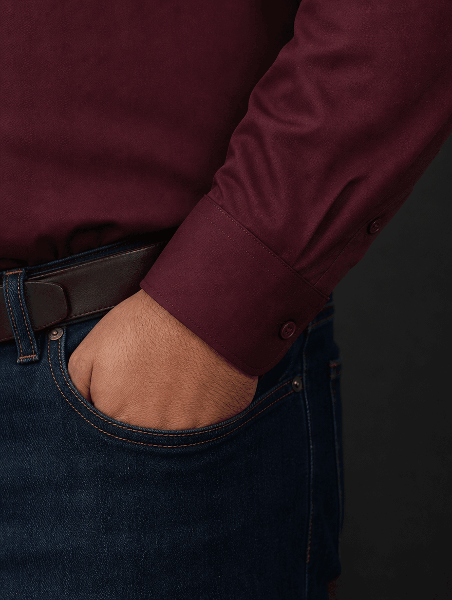 Stretch Shirt – Fitted, Never Ironed • Burgundy