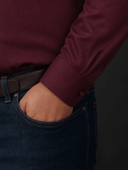 Stretch Shirt – Fitted, Never Ironed • Burgundy