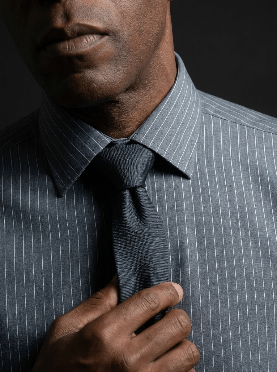 Pinstripe Stretch Shirt – Fitted, Never Ironed • Blue Gray